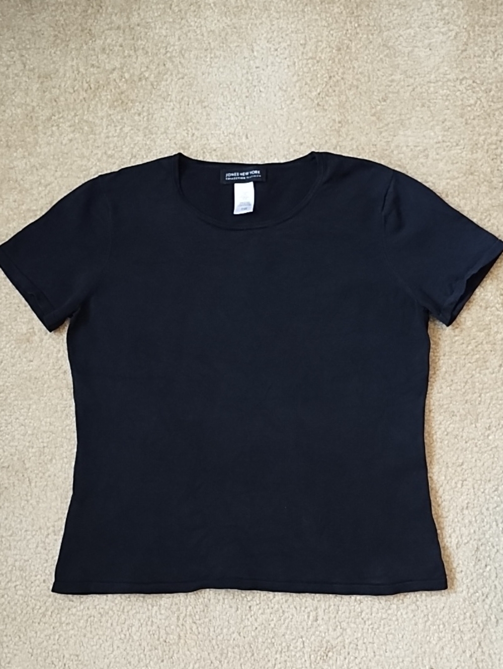 Jones New York Black Crew Neck Short Sleeve Sweater Women's Size Medium